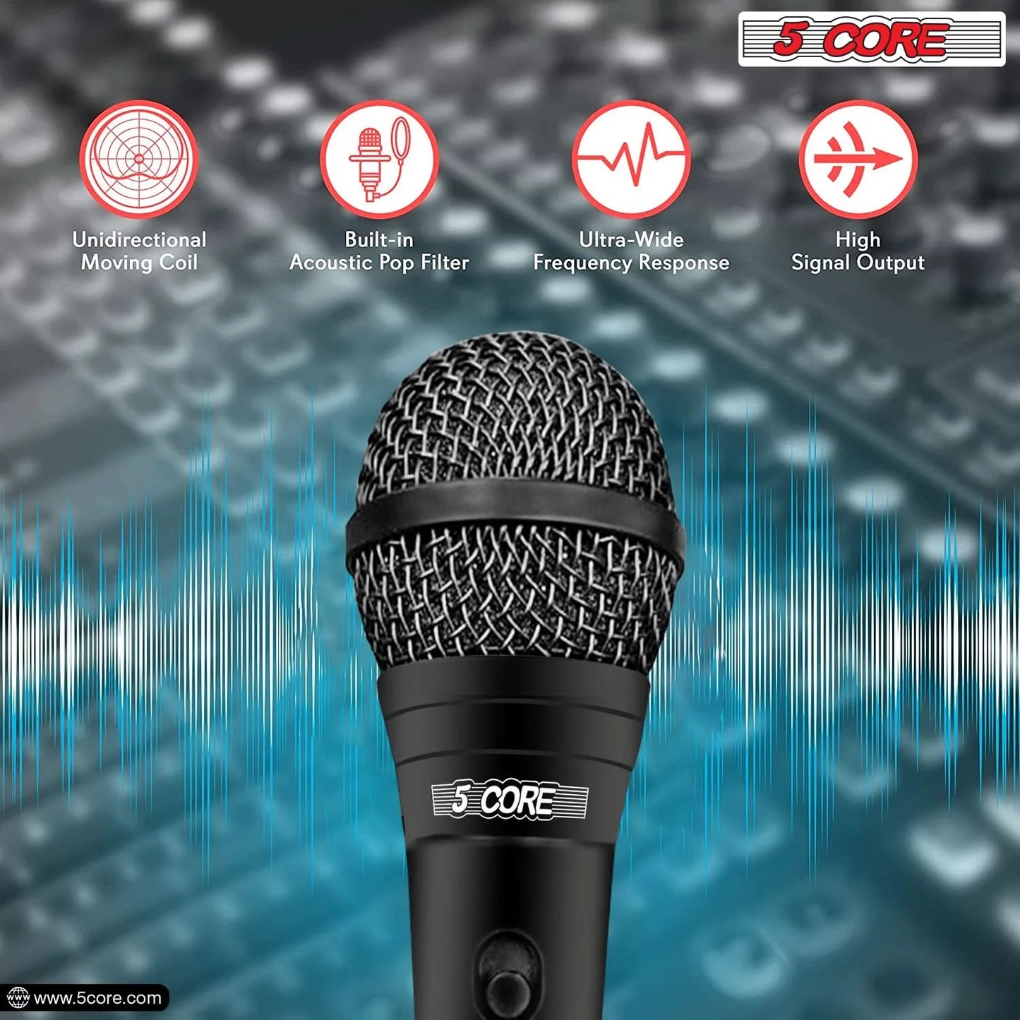 5Core XLR Microphone Dynamic Mic Karaoke Singing Studio Microfono Handheld Mics