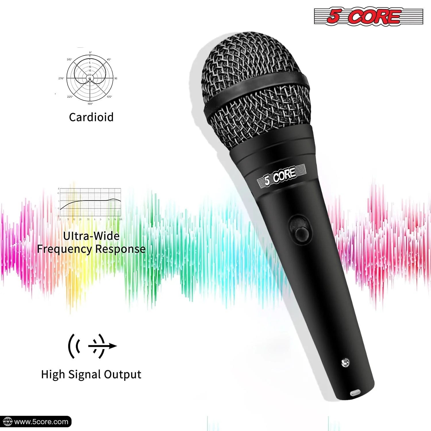 5Core XLR Microphone Dynamic Mic Karaoke Singing Studio Microfono Handheld Mics